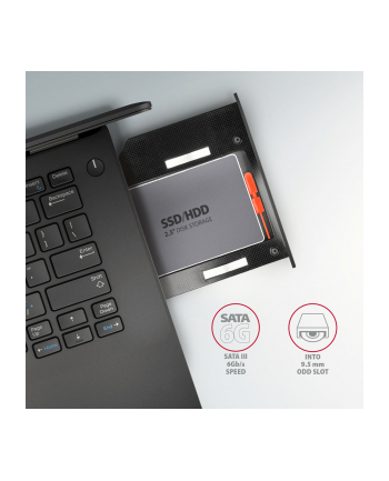 axagon Ramka n a 2,5 cala SSD-HDD do gniazda DVD, RSS-CD09, 9.5mmLED aluminium