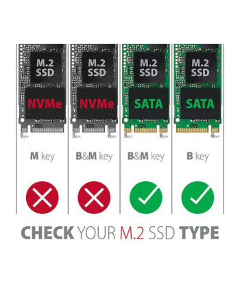 axagon Wewnętrzna obudowa 2.5' z interfejsem SATA do dysków SSD M.2 SATA, RSS-M2SD, srebrny