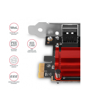 axagon Karta sieciowa PCIe PCEE-GIX 1x Gigabit Ethernet port (RJ-45), Intel i210AT, PXE, LP