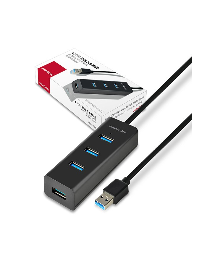 axagon HUB 4-portowy HUE-S2BL USB 3.2 Gen 1 charging hub 1.2m   kabel micro USB główny