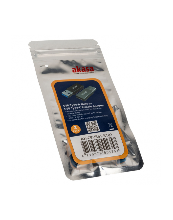 AKASA  ADAPTER USB USB-A - USB-C (AK-CBUB61-KT02) (AKCBUB61KT02)  (AKCBUB61KT02) główny