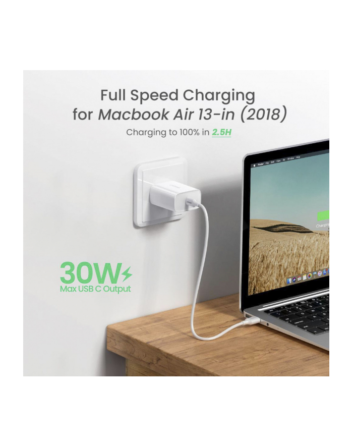 Ugreen szybka ładowarka sieciowa USB Typ C Power Delivery 30 W Quick Charge 4.0 biały (70161) główny