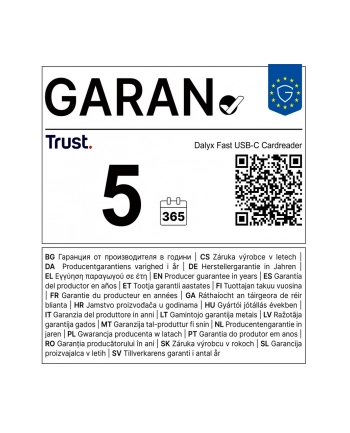 Czytnik kart pamięci Trust DALYX Fast, zewnętrzny, USB-C, 8cm 24136