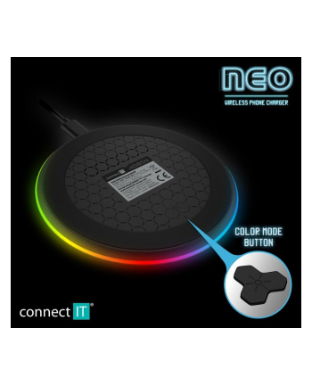 Bezprzewodowa ładowarka Connect IT NEO RGB 10 W CWC-3090-BK Czarna