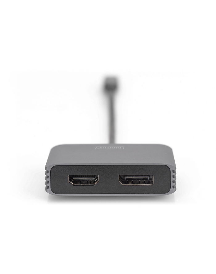 DIGITUS USB-C - DP + HDMI Adapter 20cm 4K/30Hz silver aluminum housing główny