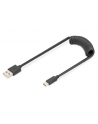 digitus Kabel spiralny USB A/USB C, USB 2.0, PD 60W, max. 1m Czarny - nr 12