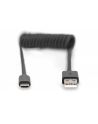 digitus Kabel spiralny USB A/USB C, USB 2.0, PD 60W, max. 1m Czarny - nr 2