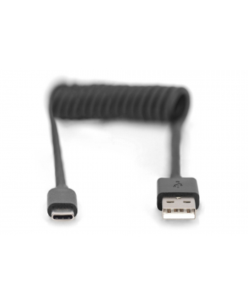 digitus Kabel spiralny USB A/USB C, USB 2.0, PD 60W, max. 1m Czarny