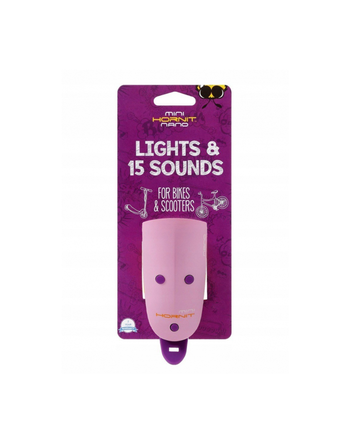 Lampka rowerowa z klaksonem HORNIT Nano Pink /Purple 6266PIP główny