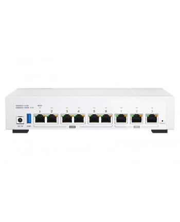 Qnap QHora-322 Router Procesor czterordzeniowy; 4 GB pamięci RAM; 3 porty 10GBASE-T 10G/5G/2.5G/1G/100M , 6 portów RJ45 2.5GbE (2.5G/1G/100M/10M)