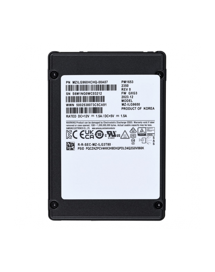 Dysk SSD Samsung PM1653 960GB 2.5  SAS 24Gb/s MZILG960HCHQ-00A07 (DWPD 1) główny