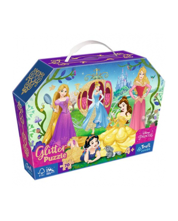 Puzzle 70el brokatowe w kuferku Wesołe Księżniczki Princess 53017 Trefl