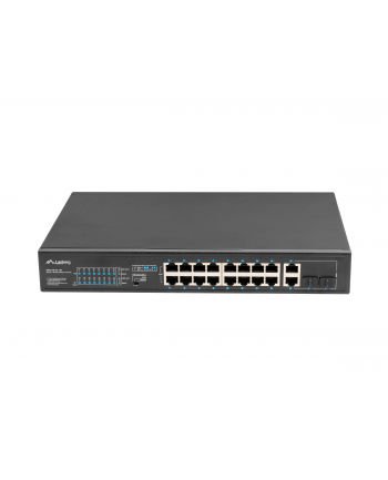 lanberg Przełącznik Switch 16X100MB POE+/2XCombo niezarządzalny rack 19 cali Gigabit Ethernet 150W