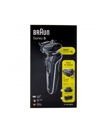 Braun Shaver 51-W1500s	 Operating time (max) 50 min, Wet & Dry, Black/White