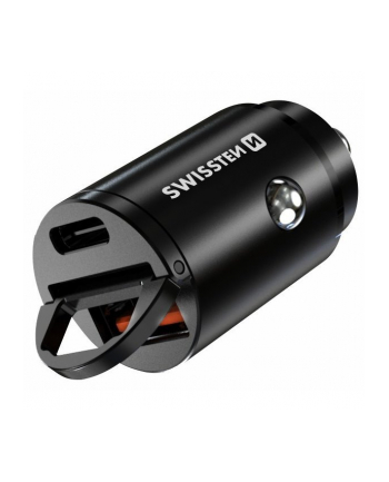 Swissten USB-A 3.0 USB-C PD 30W czarna