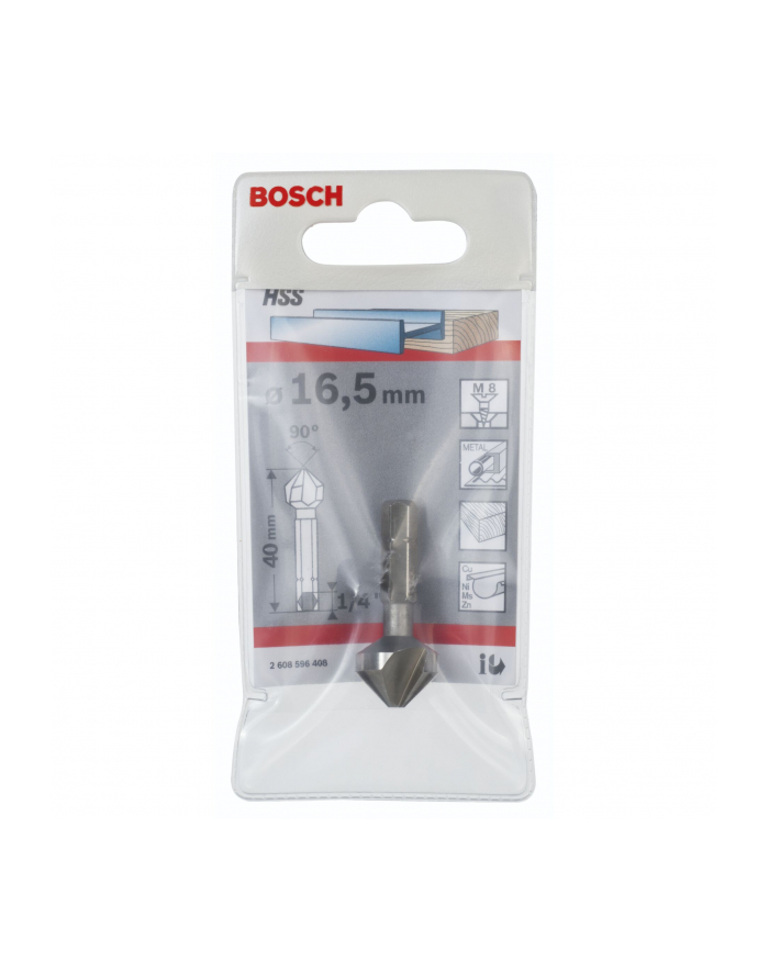 Bosch Pogłębiacze stożkowe 16,5 mm, M 8, 40 mm, 1/4'' 2608596408 główny