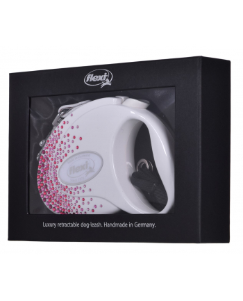 Flexi smycz automatyczna Glam Splash Pink M 5m  biała