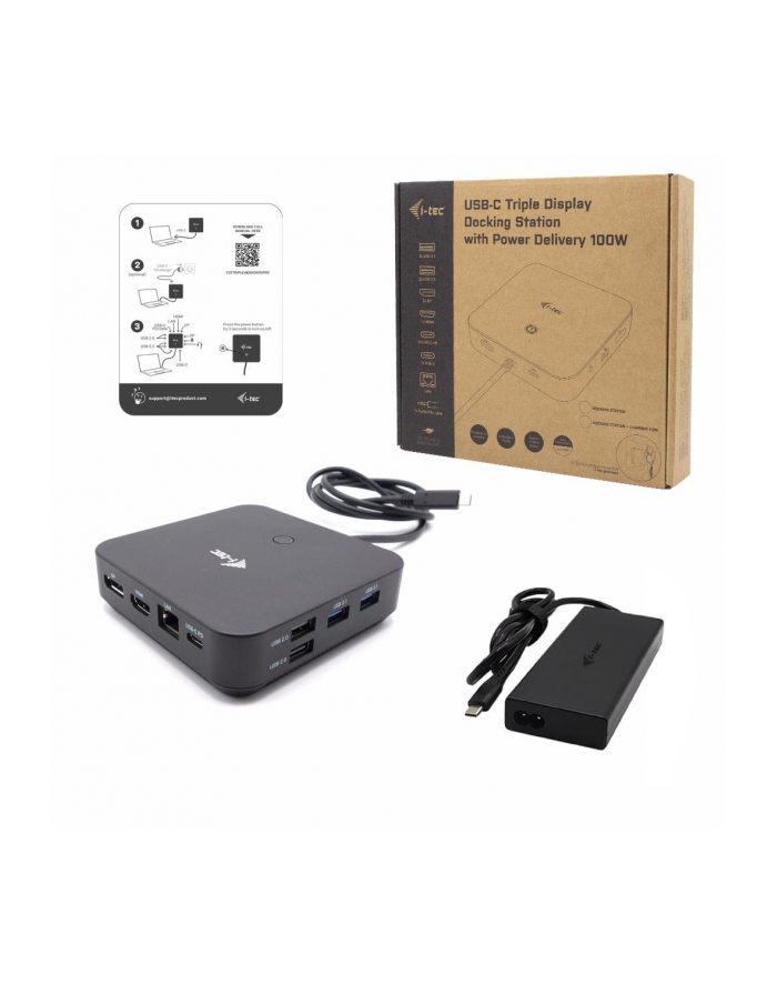 Stacja dokująca USB-C HDMI Dual DP Docking Station Power Delivery 100 W + i-tec Universal Charger 100 W główny
