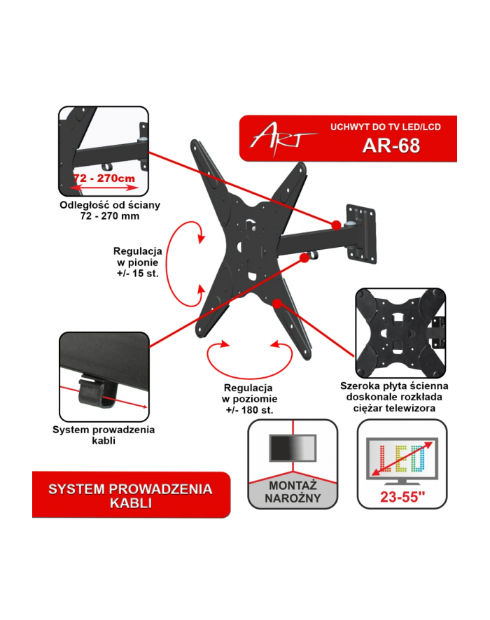 Uchwyt  do telewizora  ART AR-68  (23-55  30kg) główny