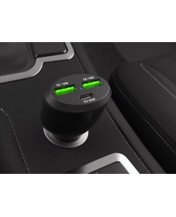 natec Ładowarka samochodowa Coney 2x USB 1x USB-C QC 3.0 Power Delivery 84W Czarna