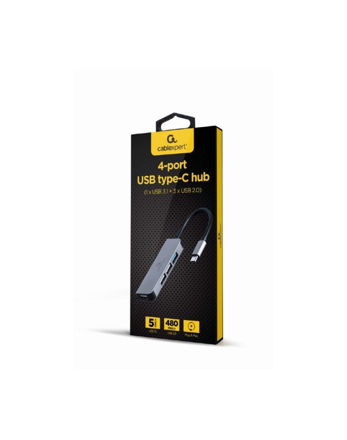 gembird Hub 4-portowy USB-C, 3xUSB 2.0, USB 3.1 główny