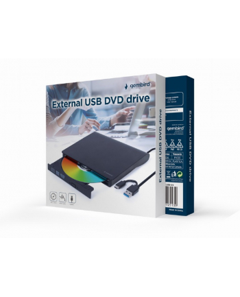 GEMBIRD nagrywarka zewnętrzna DVD 8x CD 24x USB 3.1 slim czarna