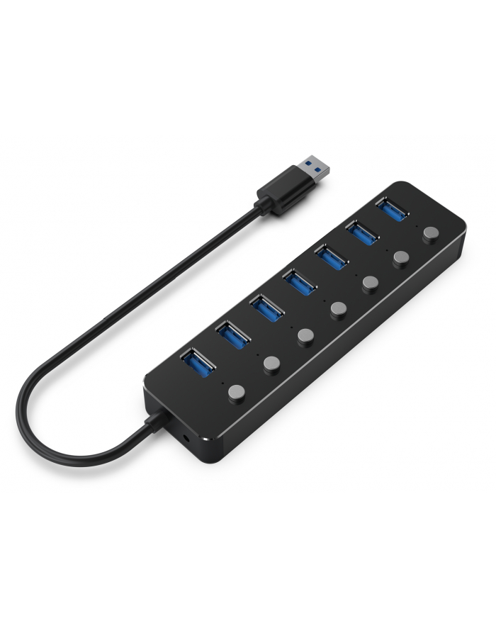 GEMBIRD 7-portowy HUB USB 3.1 Gen 1 z przełącznikami czarny główny