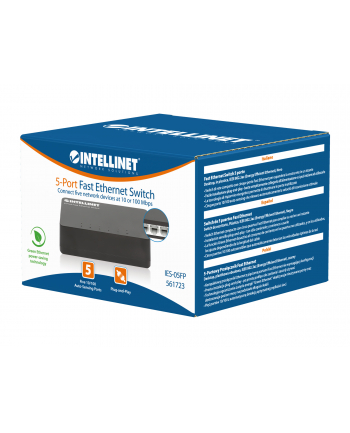 INTELLINET 5-Port Fast Ethernet Switch Desktop Size Plastic IEEE 802.3az Energy Efficient Ethernet Black