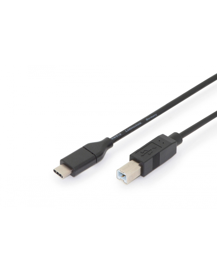 Kabel DIGITUS USB 2.0 HighSpeed Typ USB C/B M/M, Power Delivery, czarny 1,8m główny