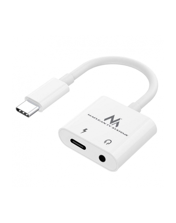 Kabel adapter Maclean MCTV-848 USB Type-C - 3,5mm mini jack PD biały główny