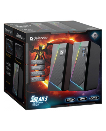 Głośniki Defender SOLAR 3 2.0 10W Bluetooth USB podświetlenie RGB