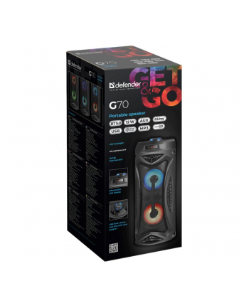 Głośnik Defender G70 Bluetooth 12W MP3/FM/SD/USB/AUX/LED KARAOKE czarny