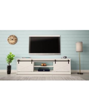 cama meble Szafka RTV GRANERO 200x56 7x35 biały/biały połysk