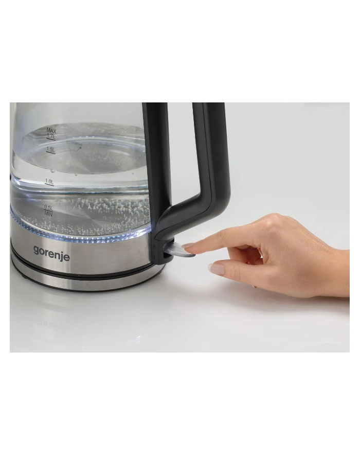 Gorenje Kettle K17GED Electric, 2200 W, 1.7 L, Glass, 360° czerwonyational base, Transparent/Stainless Steel główny