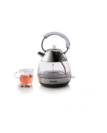 Gorenje Kettle K17GPD Electric, 2200 W, 1.7 L, Glass/Stainless steel, 360° czerwonyational base, Stainless Steel