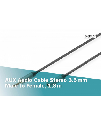 digitus Kabel przedłużający audio MiniJack Stereo Typ 3.5mm/3.5mm M/Ż nylon 1,8m