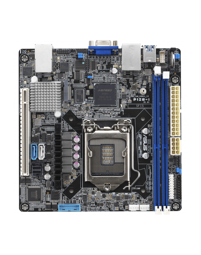 Płyta Serwerowa ASUS P12R-I/ASMB10 LGA-1200  C252 2DIMM  1*PCIe x1slot  6*SATA ports  2*M2  2 x Intel® I210AT + 1 x Mgmt LAN  ASMB10  MiniITX główny