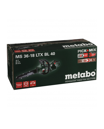 Piła łańcuchowa akumulatorowa Metabo MS 36-18 LTX BL 40 (bez akumulatora i ładowarki)