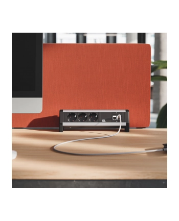 Bachmann D-ESK 1, 3-way power strip GST18i3 339.1004 (Kolor: CZARNY/grey, 3x protective contact CEE7/3, 2x CAT5e)