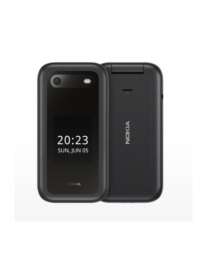 Nokia 2660 Flip Black, 2.8 '', TFT LCD, 240 x 320, Unisoc, T107, Internal RAM 0.048 GB, 0.128 GB, microSDHC, Dual SIM, Główna kamera (tył) 0.3 MP, 1450  mAh główny