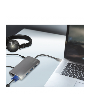 LOGILINK  UA0383 - USB 3.2 (GEN 1) STACJA DOKUJĄCA Z 10 PORTAMI I PD (POWER DELIVERY) 100 W, 1X USB-C (PD) / 3X USB 3.0 / 1X HDMI / 1X VGA / 1X RJ45 /