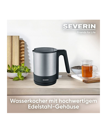 Severin WK 3409, kettle (stainless steel (brushed) / Kolor: CZARNY, 1.7 liters)