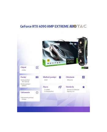 zotac Karta graficzna GeForce RTX 4090 AMP EXTREME AIRO 24GB GDDR6X 384bit 3DP/HDMI