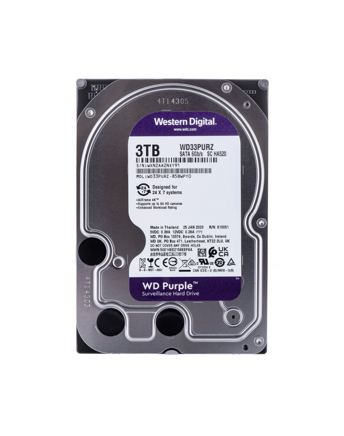 western digital WD Purple 3TB SATA HDD 3.5inch internal 256MB Cache główny