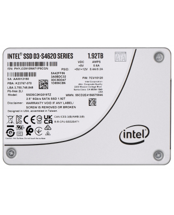 Dysk SSD Solidigm (Intel) S4620 1.92TB SATA 2.5  SSDSC2KG019TZ01 (DWPD up to 4)