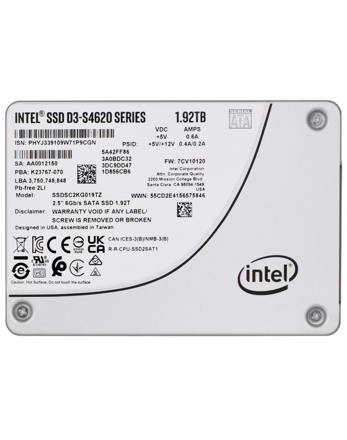 Dysk SSD Solidigm (Intel) S4620 1.92TB SATA 2.5  SSDSC2KG019TZ01 (DWPD up to 4) główny