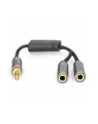 digitus Kabel adapter audio splitter MiniJack 3,5mm /2x 3,5mm MiniJack M/Ż nylon 0,2m - nr 17