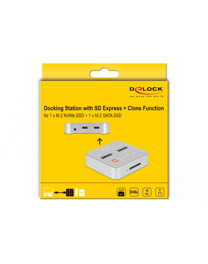 DeLOCK USB 3.0 docking and cloning station M.2 NVMe/M.2 SATA/SD, docking station (M.2 SSD, SD card) główny