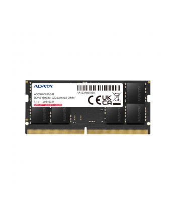 ADATA DDR5 32GB - 4800 - CL - 40 - ECC - SO-DIMM - AD5S480032G-S - Premier - Kolor: CZARNY