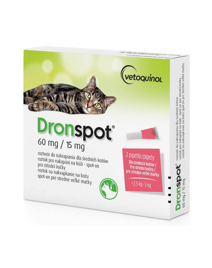 Vetoquinol DRONSPOT dla średnich kotów (2 5-5kg) główny